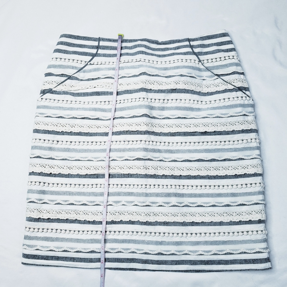 Tabitha Cream and Gray Lace-Striped Mini Skirt - Picture 8 of 10